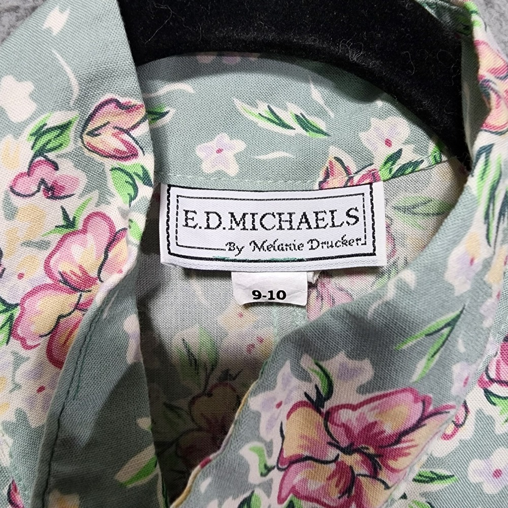 E.D.Michaels Vintage Dress Dolman Sleeve Sage Pink Floral Size 9/10 80's 90's - Picture 4 of 10